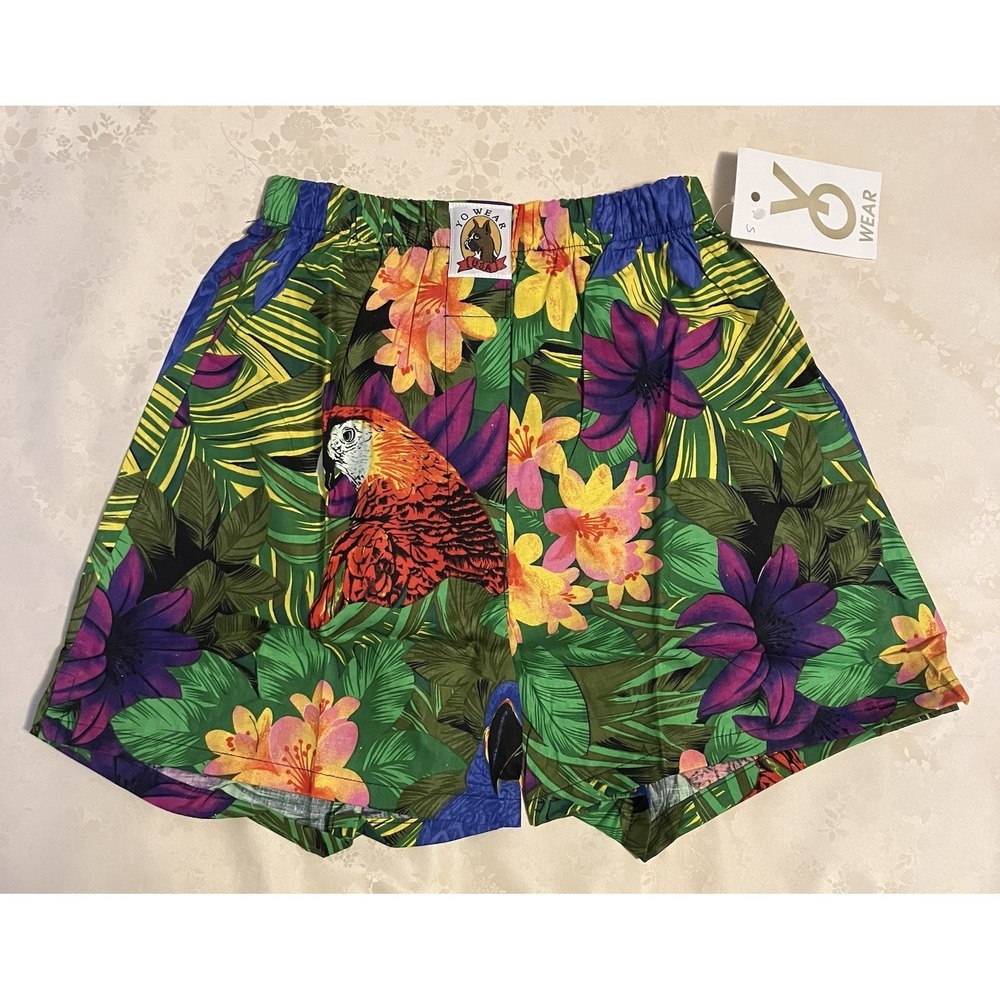 NOS Vintage Maxx Boxer Yo Wear Jungle Parrot Boxer Style Shorts Unisex 90s S USA